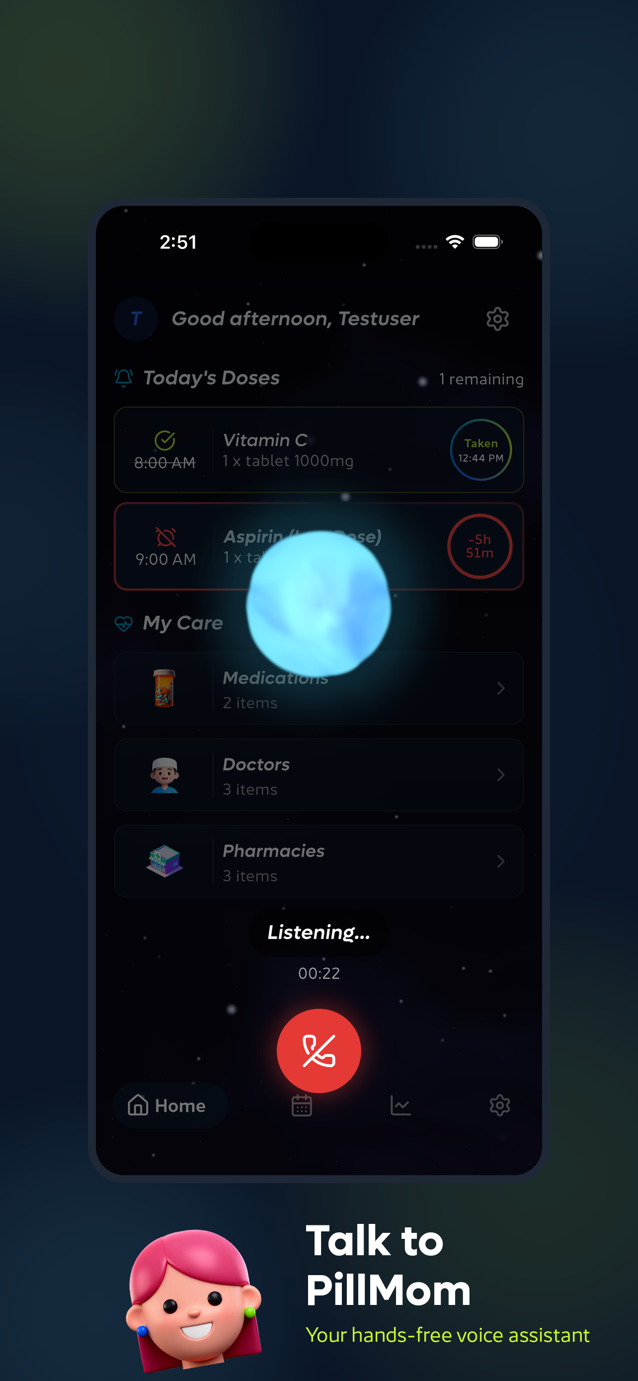 Talk to PillMom — the AI voice assistant