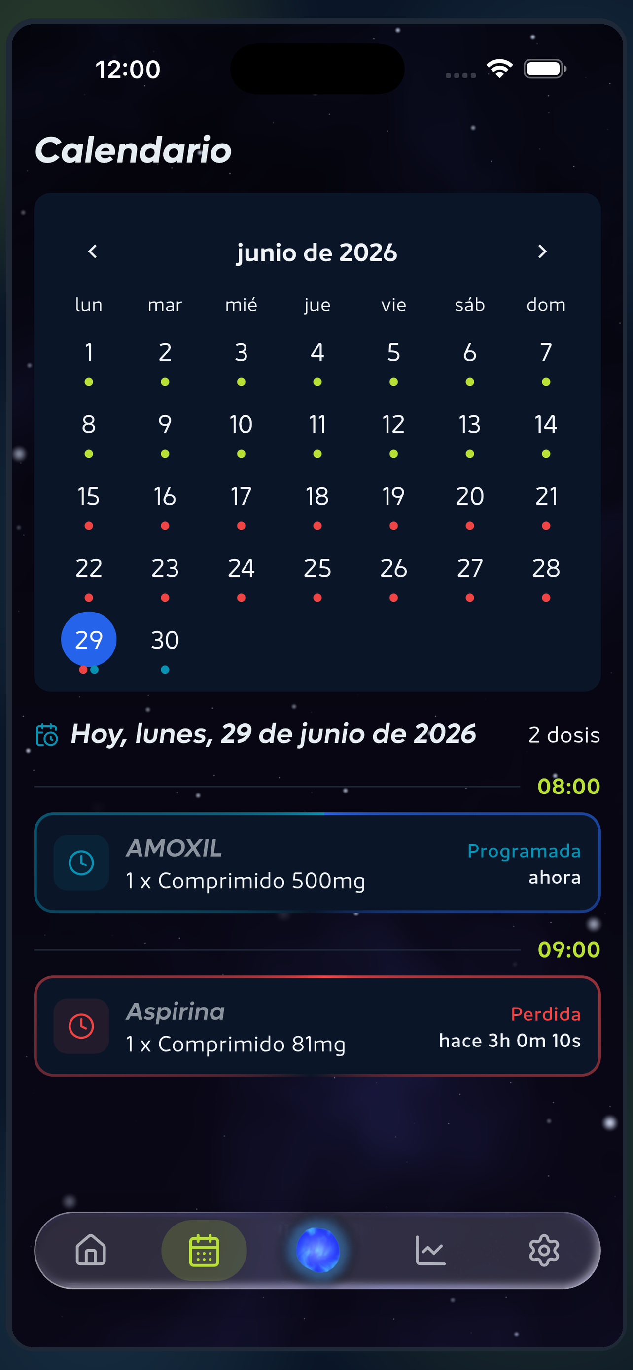Vista de calendario de tu horario