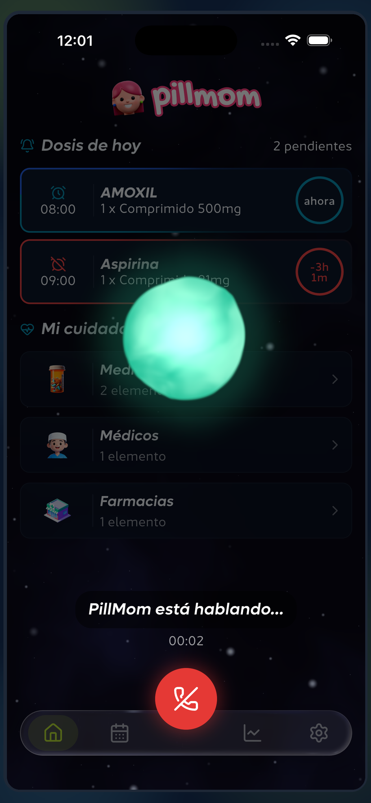 Habla con PillMom — la asistente de voz con IA